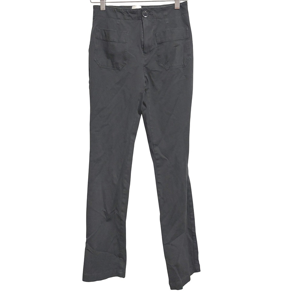 Maeve Colette Straight Leg Black Pants High Rise Patch Pockets 28